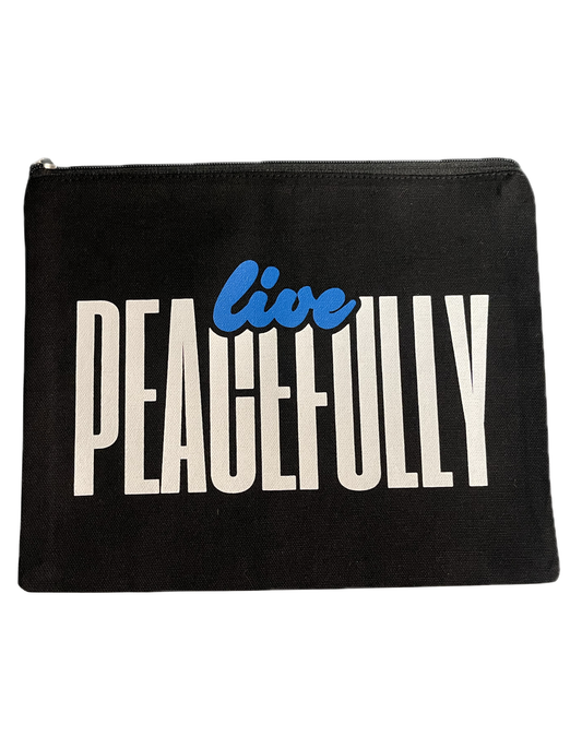 Live Peacefully Pouch with Zipper